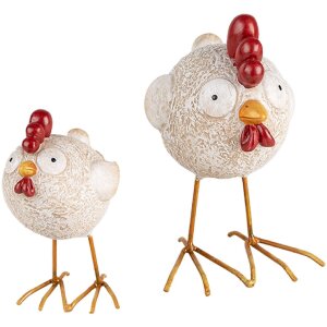 Clayre & Eef 6PR5251 Décoration Poulet blanc rouge 14x9x15 cm style rustique