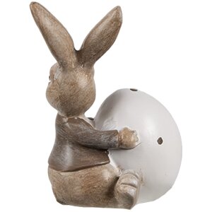 Clayre & Eef 6PR5265 Déco Lapin avec œuf Marron Blanc 5x4x8 cm