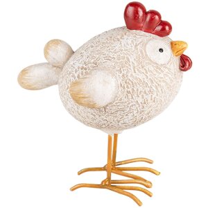 Clayre & Eef 6PR5270 Décoration Poulet blanc rouge 10x6x11 cm Polyrésine style rustique