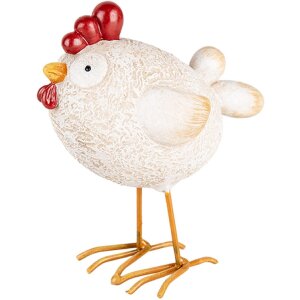 Clayre & Eef 6PR5270 Décoration Poulet blanc rouge 10x6x11 cm Polyrésine style rustique