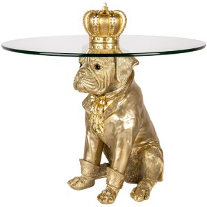 Clayre & Eef 50785 Table dappoint chien or Ø 55 cm Plateau en verre