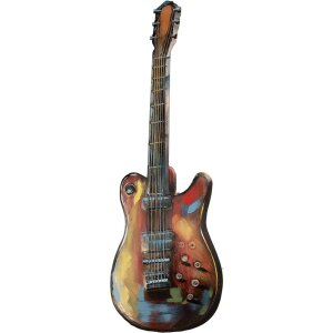 Clayre & Eef 5WA0206 Décoration murale Guitare Orange Jaune 28x2x83 cm