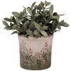 Clayre & Eef 6CE2017S Pot de fleurs en céramique Beige Vert Ø 13x12 cm style rustique