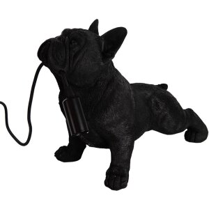 Clayre & Eef 6LMP794 Tischlampe Bulldogge Schwarz...