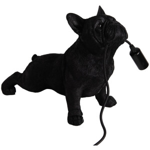 Clayre & Eef 6LMP794 Lampe de table Bouledogue noir 35x19x28 cm E14 40W