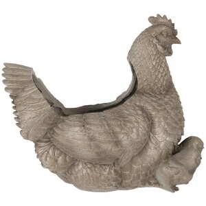 Clayre & Eef 6PR5447 Blumentopf Huhn Grau 46x30x38 cm...