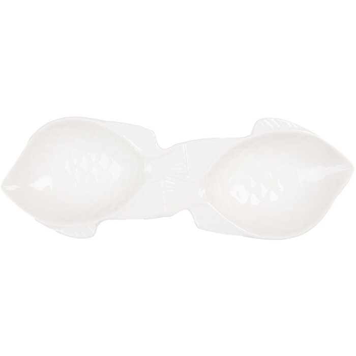 Clayre & Eef 6CEBO0198 Bol poisson céramique blanc 26x9x3 cm 2x50 ml