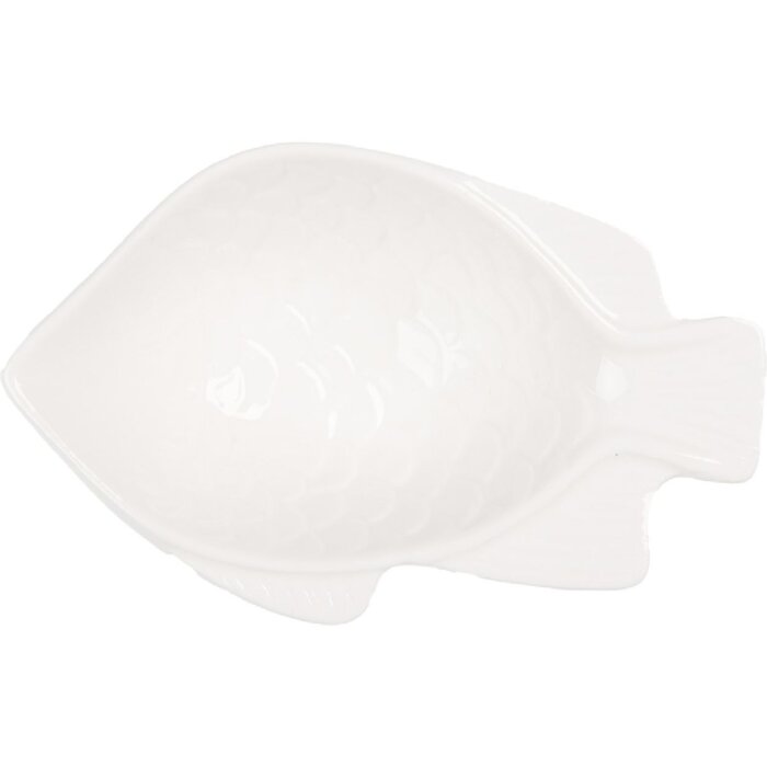 Clayre & Eef 6CEBO0205M Coupe en forme de poisson blanc 12x8x4 cm 50 ml