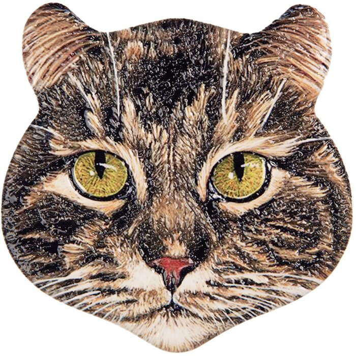 Clayre & Eef 6CE2069 Aimant tête de chat en céramique 7x7x1 cm style campagnard