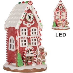 Clayre & Eef 66031 Décoration Maison avec LED 14x14x22 cm Maison de Noël