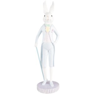 Clayre & Eef 6PR5199 Décoration Lapin blanc bleu Ø 10x40 cm