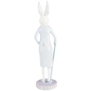 Clayre & Eef 6PR5199 Décoration Lapin blanc bleu Ø 10x40 cm