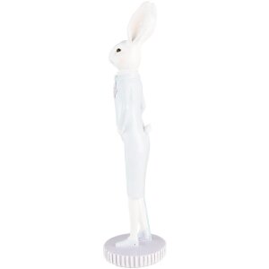 Clayre & Eef 6PR5199 Décoration Lapin blanc bleu Ø 10x40 cm