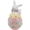 Clayre & Eef 6PR5211 Décoration Lapin sur œuf 9x9x17 cm blanc rose