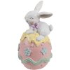 Clayre & Eef 6PR5211 Décoration Lapin sur œuf 9x9x17 cm blanc rose