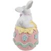 Clayre & Eef 6PR5211 Décoration Lapin sur œuf 9x9x17 cm blanc rose