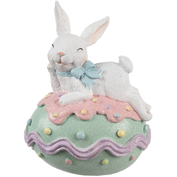 Clayre & Eef 6PR5212 Décoration Lapin sur œuf 11x9x15 cm