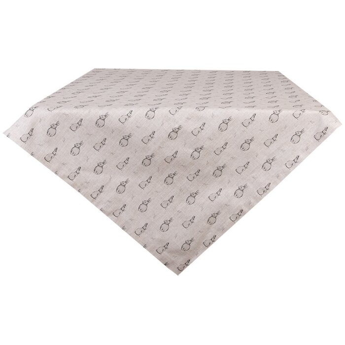 Clayre & Eef BNS01 Nappe 100x100 cm Beige Gris Motif lapin Campagne