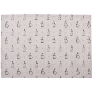 Clayre & Eef BNS40 Set de table 6 pièces 48x33 cm Beige Gris Motif lapin