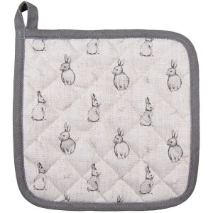 Clayre & Eef BNS45 Maniques 20x20 cm Beige Gris avec motif de lapin