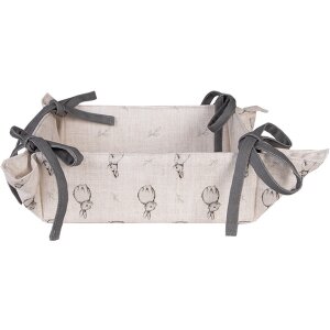 Clayre & Eef BNS47 Panier à pain 35x35x8 cm Beige Gris avec motif de lapin