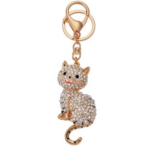 Juleeze JZKC0165 Porte-clés or chat avec strass...