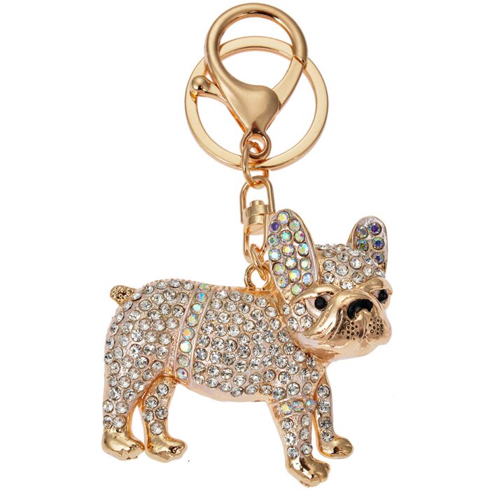 Juleeze JZKC0166 Porte-clés bouledogue or strass 5x2x6 cm