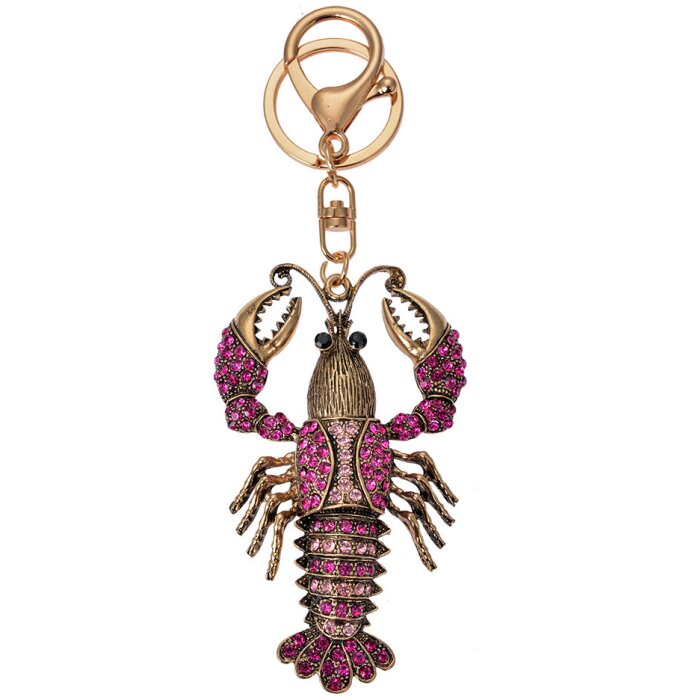 Juleeze JZKC0172 Porte-clés Homard Doré Strass Violet