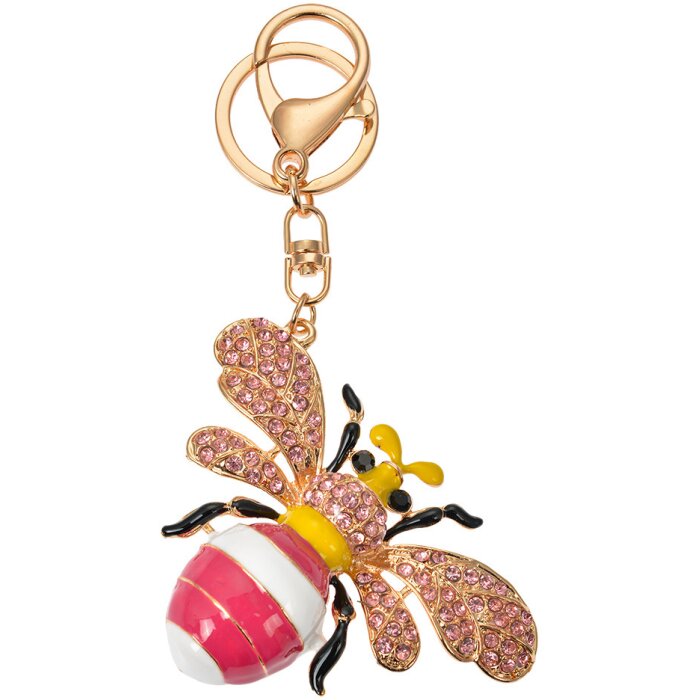 Juleeze JZKC0177 Porte-clefs abeille aspect or strass 6x2x8 cm