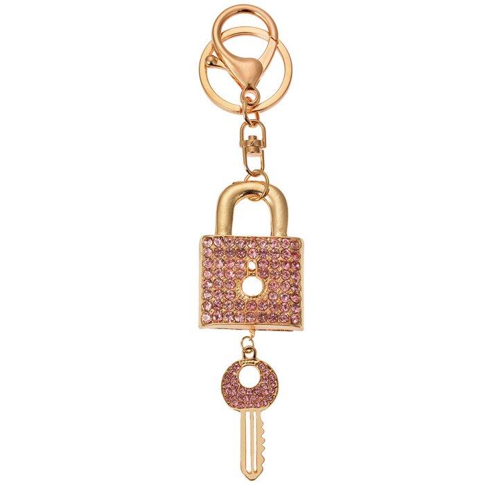 Juleeze JZKC0180 Porte-clés rose doré avec cristaux 4x2x5 cm