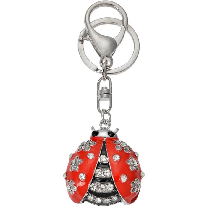 Juleeze JZKC0182 Porte-clés couleur argent avec coccinelle rouge 4x2x4 cm