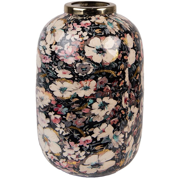 Clayre & Eef 65889 Vase décoratif Fer Noir Beige Ø 17x26 cm Style Boho