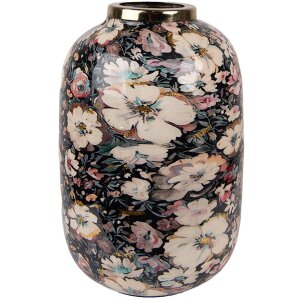 Clayre & Eef 65889 Vase décoratif Fer Noir Beige Ø 17x26 cm Style Boho