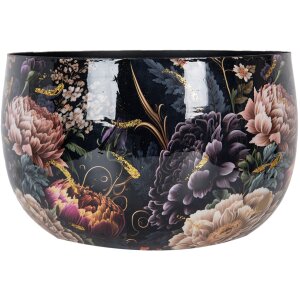 Clayre & Eef 65892 Pot de fleurs design baroque fer noir rose Ø 27x17 cm