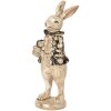 Clayre & Eef Lapin décoratif 9x10x24 cm Beige Noir Polyrésine Figurine animale