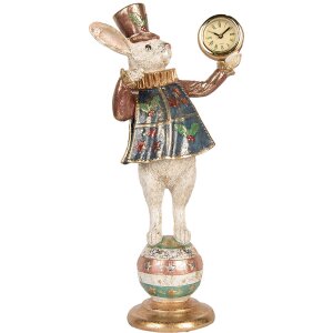 Clayre & Eef Lapin déco avec horloge Blanc Or...