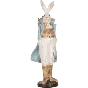 Clayre & Eef Déco Lapin 13x12x38 cm Blanc Bleu...