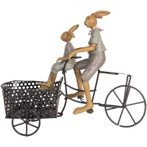 Clayre & Eef Décoration Lapin sur vélo style campagnard 28x12x23 cm