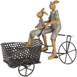 Clayre & Eef Décoration Lapin sur vélo style campagnard 28x12x23 cm