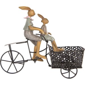 Clayre & Eef Décoration Lapin sur vélo style campagnard 28x12x23 cm