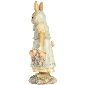 Clayre & Eef 6PR5453 Lapin décoratif Polyrésine Beige Vert Jaune 14x7x20 cm