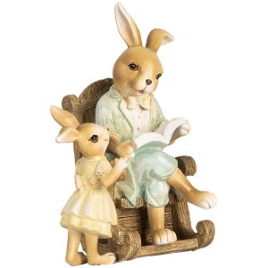 Clayre & Eef Figurine décorative Lapin style campagnard Polyrésine 12x11x17 cm Beige