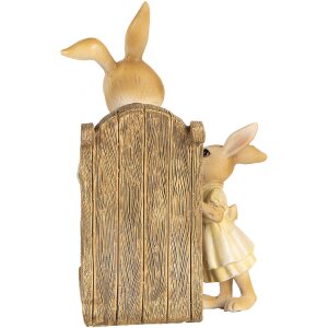 Clayre & Eef Figurine décorative Lapin style campagnard Polyrésine 12x11x17 cm Beige