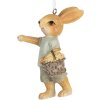 Clayre & Eef Décoration Lapin suspendu Beige Bleu 5x4x8 cm