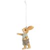 Clayre & Eef Décoration Lapin suspendu Beige Bleu 5x4x8 cm