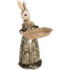 Clayre & Eef Décoration Lapin avec bol Beige Vert Or 16x15x29 cm