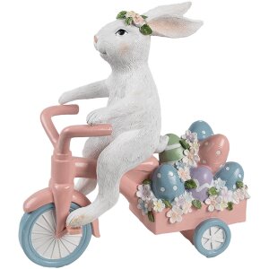 Clayre & Eef Déco Lapin sur vélo Blanc...