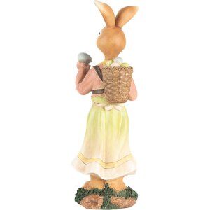 Clayre & Eef Décoration Lapin style campagnard Polyrésine 13x13x33 cm Brun Vert