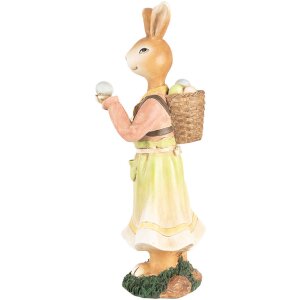 Clayre & Eef Décoration Lapin style campagnard Polyrésine 13x13x33 cm Brun Vert