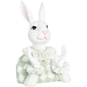 Clayre & Eef Lapin déco Blanc Vert 11x10x16 cm...